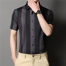 夏季2023新款短袖衬衫男士商务修身休闲上衣衬衣潮流,男装衬衫,电商B212（原钱塘6029）