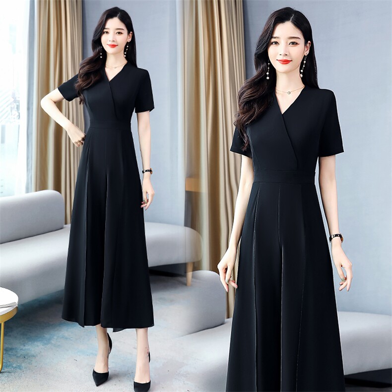 职业连体裤女2024夏季新款时尚高端名媛气质女神范收腰显瘦阔腿裤,女装连体裤,丽美静依