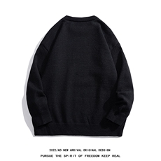 白底22秋冬潮流贴标字母保暖圆领套头毛衣M1054P50加绒60控68-78，男装针织衫/毛衣，电商A247-1