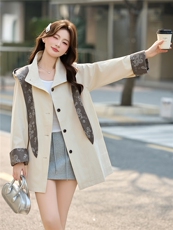 风衣女2026春装新款时尚气质印花连帽小个子短款外套，女装风衣，天丝秀