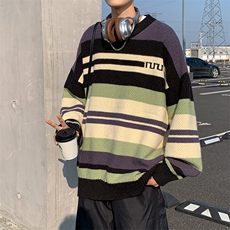 B384P48秋冬男装毛衣时尚休闲宽松打底衫条纹鹿毛绒，男装针织衫/毛衣，星座512-6