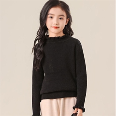 新款女童羊绒衫秋冬保暖木耳边长袖毛衣时尚百搭舒适上衣，童装儿童羊绒衫，群鹿羊绒