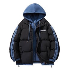 棉衣男冬季新款港风大码宽松休闲连帽假两件加厚棉服MF8587-P88，男装棉衣，星座214-3