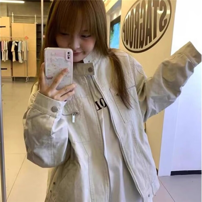 新款设计感美式复古百搭宽松男女款立领夹克潮,男装夹克,星座410-6（原星座1304-1）