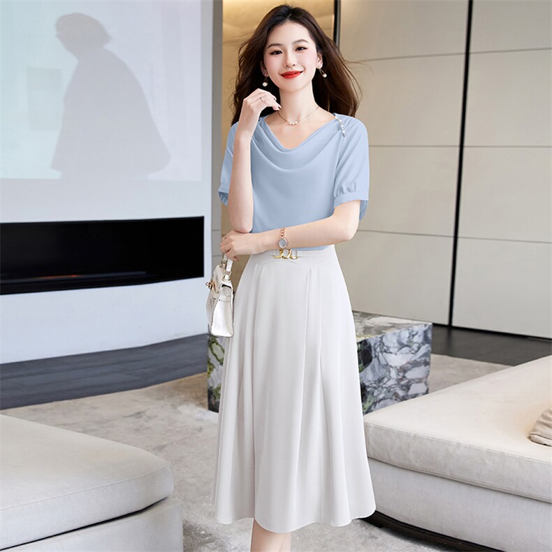 时尚套装裙女夏新款蕾丝拼接名媛气质半身裙高端精致两件套连衣裙,女装套装/套裙,时尚俏佳人