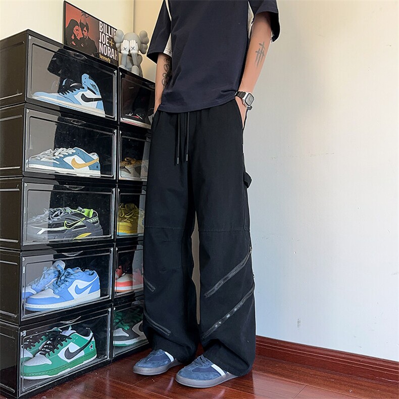 2025夏季新款美式高街工装拉链宽松休闲裤B315-K25713-特p53控98,男装休闲裤,电商B315