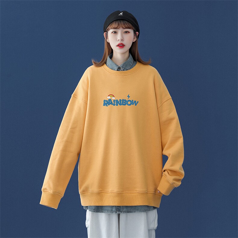 中性风春季情侣款女生字母印花宽松圆领卫衣W101P40控58,男装卫衣,A247A