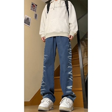 欧美hiphop直筒牛仔裤美式复古阔腿裤垂坠感xz310a-4-nz15，男装牛仔裤，星座310A-4