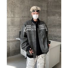 图棒球服外套美式高街字母皮衣夹棉夹克A025-Y77-P80夹棉P90，男装夹克，电商A025