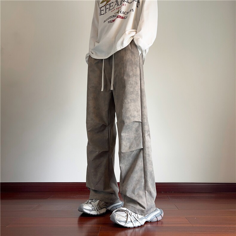 抖音品质秋季新款潮流扎染宽松脏脏伞兵裤B315-K24330-特p40控78,男装休闲裤,电商B315