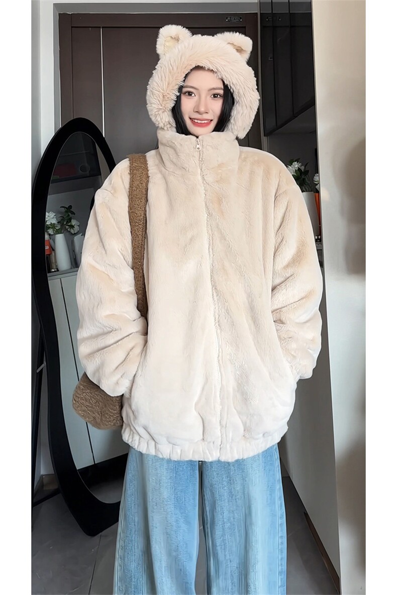 仿兔毛绒棉服外套加绒潮牌情侣款保暖男女D2660-TP60128,男装棉衣,电商A102