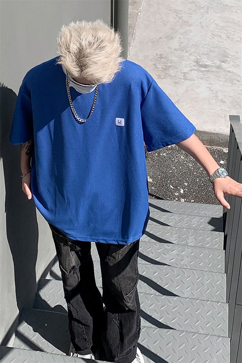 8XL-M重磅！特大码T潮牌上衣男中性华夫格短袖T恤DX304P25控39,男装T恤,电商D206-1