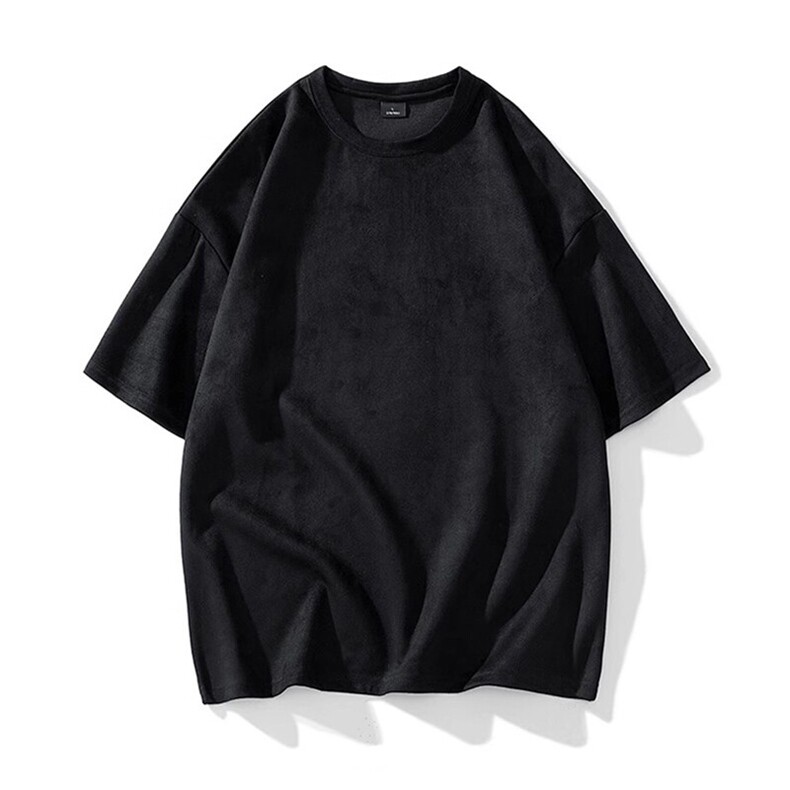 抖音得物直播高品质二开240克美式高街麂皮绒光版纯色短袖t恤12.5，男装T恤，电商A486
