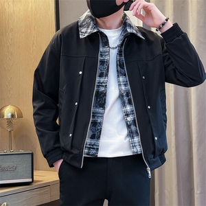 加棉加厚假二件夹克时尚店主小伙风冬季外套男JK2589加棉P90控148图片