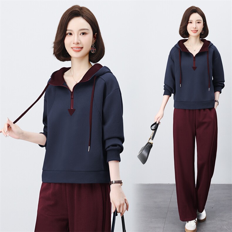 2025年秋春装新款休闲文艺时尚宽松显瘦拼接连帽卫衣女，女装短外套，璐依舞