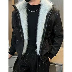冬季内里全毛毛呢星空夹克外套男士宽松加厚保暖棉服MF924，男装夹克，星座1116A（原606A-3）