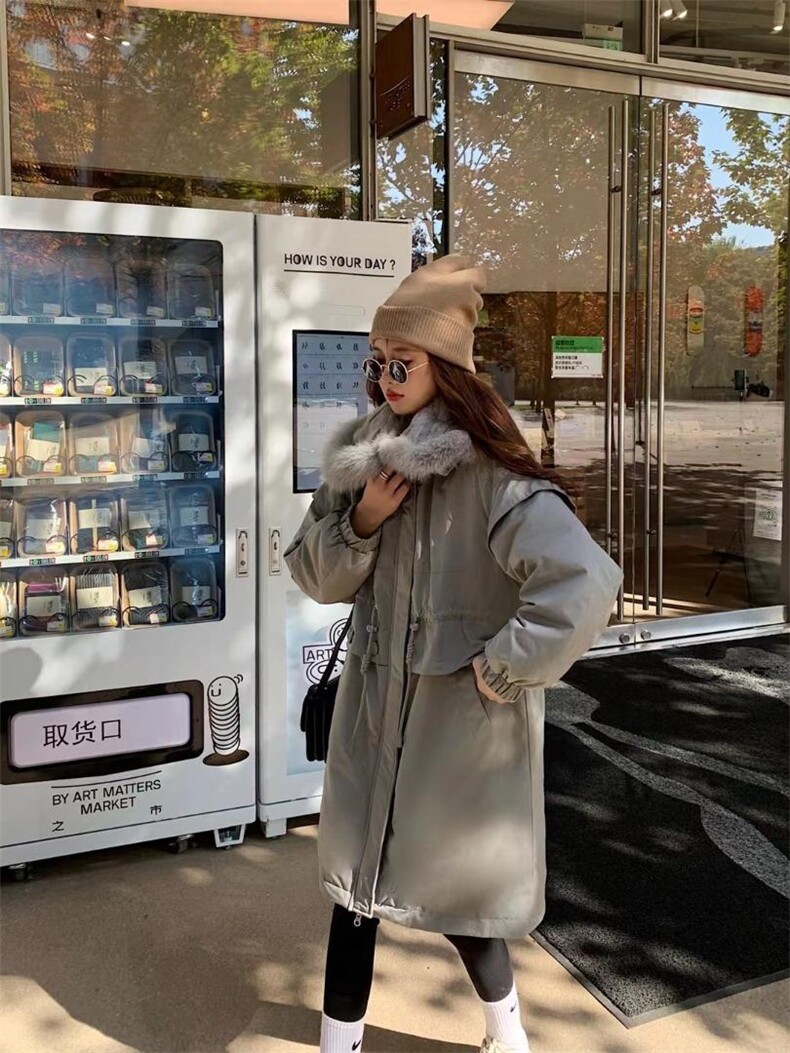 冬季新款大毛领派克羽绒服，女装羽绒服，谦度