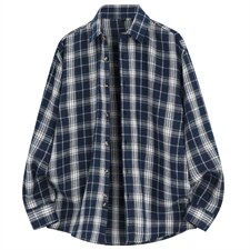 春季新款（跨境电商）格子男女情侣款潮流宽松格纹衬衣，男装衬衫，星座1107-1