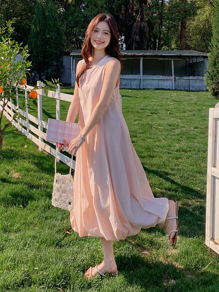 韩版时尚泡芙双层花苞无袖背心裙2025新款小个子甜美减龄连衣裙,女装连衣裙,浙宝276（原081）