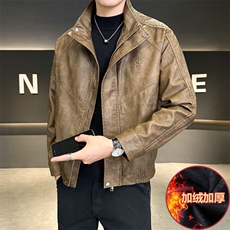 加绒皮衣男大货冬季立领PU皮外套品质款J99661-厚P165，男装皮衣，电商C317