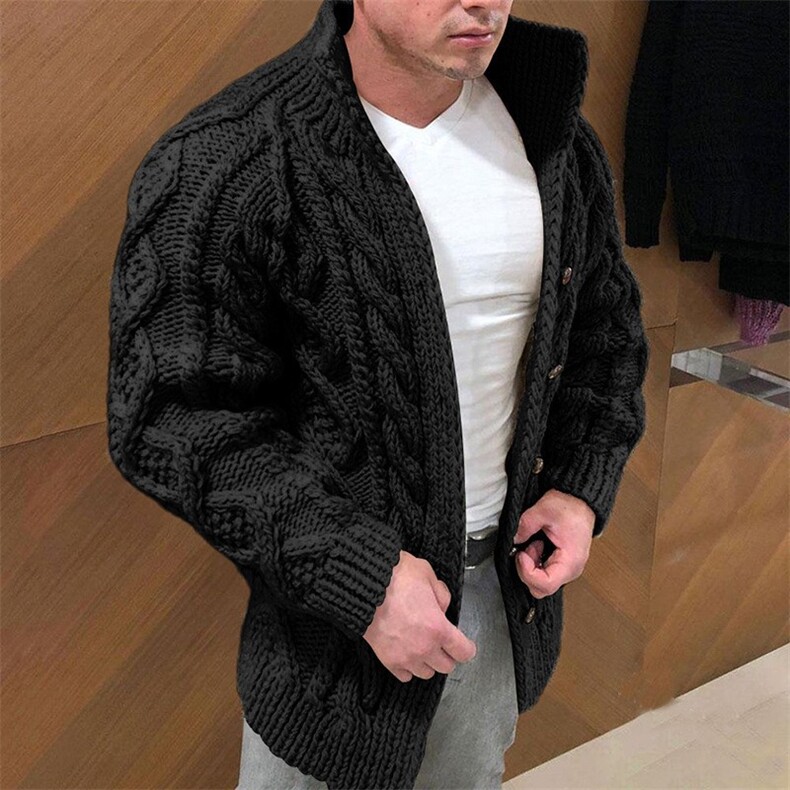 2022跨境外贸新款针织开衫男士欧美简约长袖立领绞花提花休闲男装,男装针织衫/毛衣,星座306A
