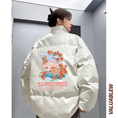 均可提供短视频高品质港风水彩花PU皮加厚棉衣PM113-p110控148，男装棉衣，星座508（原C305）