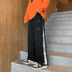 排扣裤男春季宽松阔腿潮牌ins高街痞帅韩版休闲运动长裤K770-p38，男装休闲裤，星座1008-1