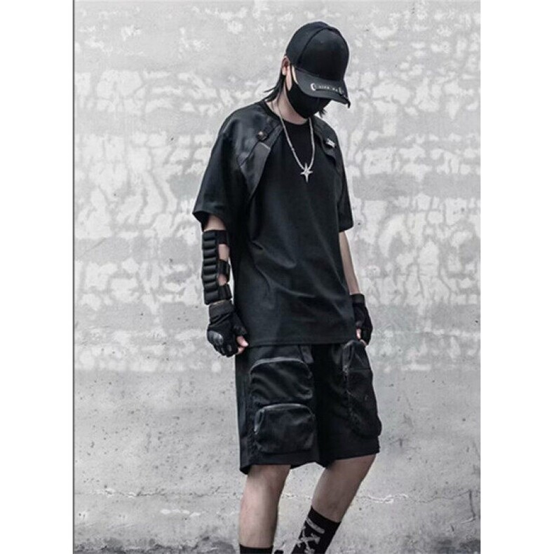 夏季暗黑系个性小众拼接机能工装感圆领休闲短袖t恤男TD013,男装T恤,星座1116A（原606A-3）
