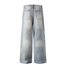 南夏乔装2025春季新款日系复古乍然做旧水洗牛仔裤情侣中性休闲裤，男装牛仔裤，电商S006（B521）