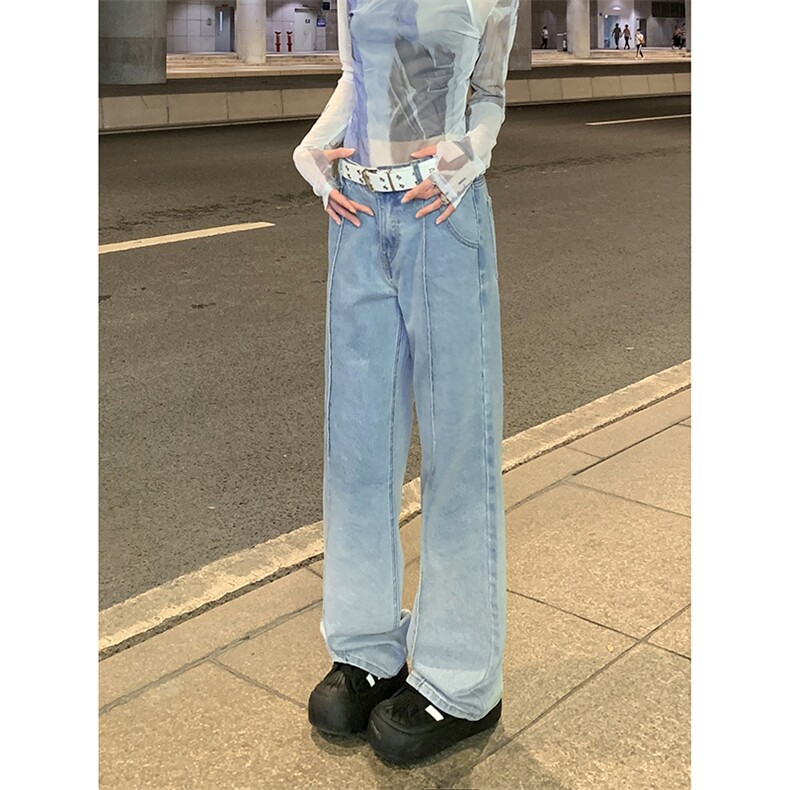美式hiphop渐变色牛仔裤宽松休闲直筒长裤K619TP45控75,男装牛仔裤,电商A102B