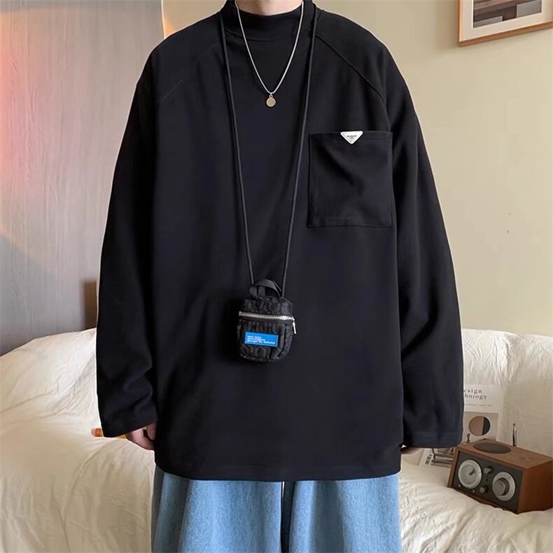 2025年春季新款男士立领打底衫长袖卫衣t恤韩版潮流宽松oversize,男装卫衣,星座1210-1