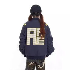 网络图现货美式潮牌棒球服字母刺绣工装立领飞行员夹克JA502-P60，男装夹克，星座715-7