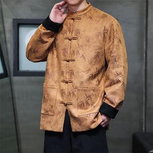 秋装 现货男士大码休闲竹叶麂皮外套JK1818-P110-控168图片