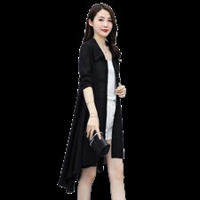 雪纺开衫长袖宽松大码披肩燕尾外搭防晒衣女修身空调衫上衣外套，女装蕾丝衫/雪纺衫，秀美人生