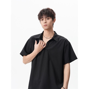 夏季新款港风日系polo领套头短袖衬衫男潮 XZ608-CS2521-P30控48图片