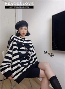 蝴蝶结条纹卫衣,女装卫衣/绒衫,依依莱客