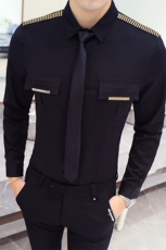 YC090-V2021新款男潮长袖衬衫夜店酒吧KT衬衣大码个性logo定制P50，男装衬衫，星座717A