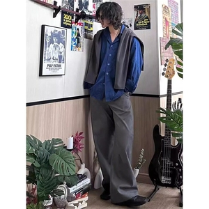Q073/P46 长袖蓝色衬衫男女衬衣图片