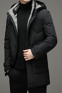 中年男士冬季新款羽绒服休闲拉链宽松休闲连帽羽绒服HB1806-P295图片