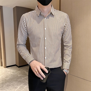 店主风男士秋冬新款条纹修身衬衫男衬衣301A-1/CS459/P55 控75图片