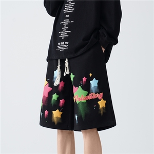 2024港风夏季新款发泡星星印花宽松短裤B315-K24114-特p30控58图片