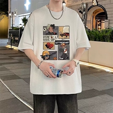 卡通印花短袖t恤男ins潮牌夏季新款潮流百搭打底衫夏装体恤半袖，男装T恤，星座1013