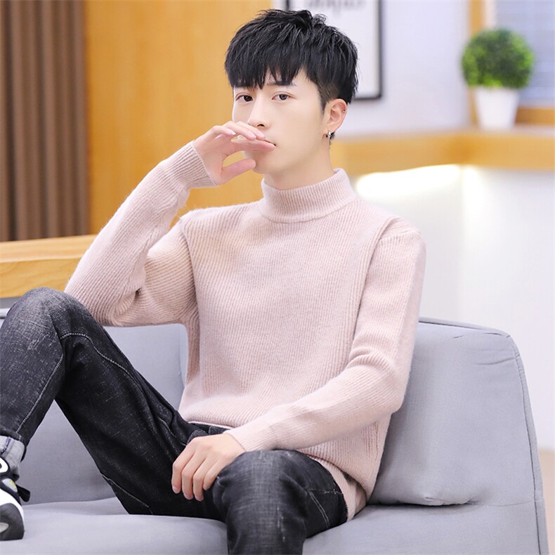 家乐6805秋冬季纯色半高领毛衣男士韩版宽松潮流个性毛线图片