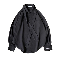 2023新品春装INS同款bf衣服纯色领带痞帅长袖衬衫外套W380-P35，男装衬衫，星座512-2