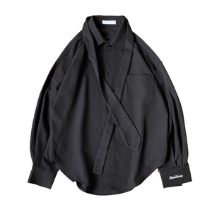 2023新品春装INS同款bf衣服纯色领带痞帅长袖衬衫外套 W380-P35图片