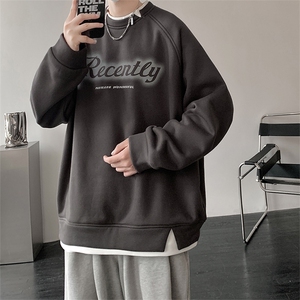 2023春季新款 港风 宽松撞色假两件圆领套头卫衣23099-P45控75图片