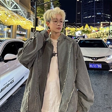 F460P70男生秋装新中式潮牛仔外套男复古宽松水洗做，男装工装外套，星座512-6