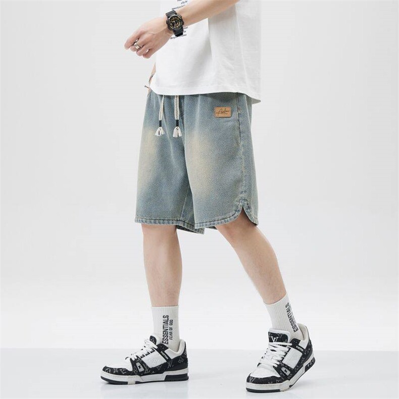 牛仔短裤男士夏季薄款2025新款青少年宽松男裤外穿潮牌七五分裤子,男装牛仔裤,电商D325