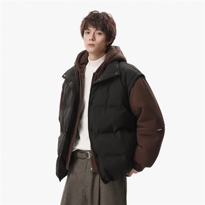 新款冬季羽绒棉服棉袄连帽假两件韩版宽松外套A436-2511-P85,男装棉衣,电商A436