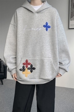 秋季美式小众情侣加厚外套宽松重工贴片刺绣连帽卫衣男潮WY22P78，女装短外套，电商D206-1
